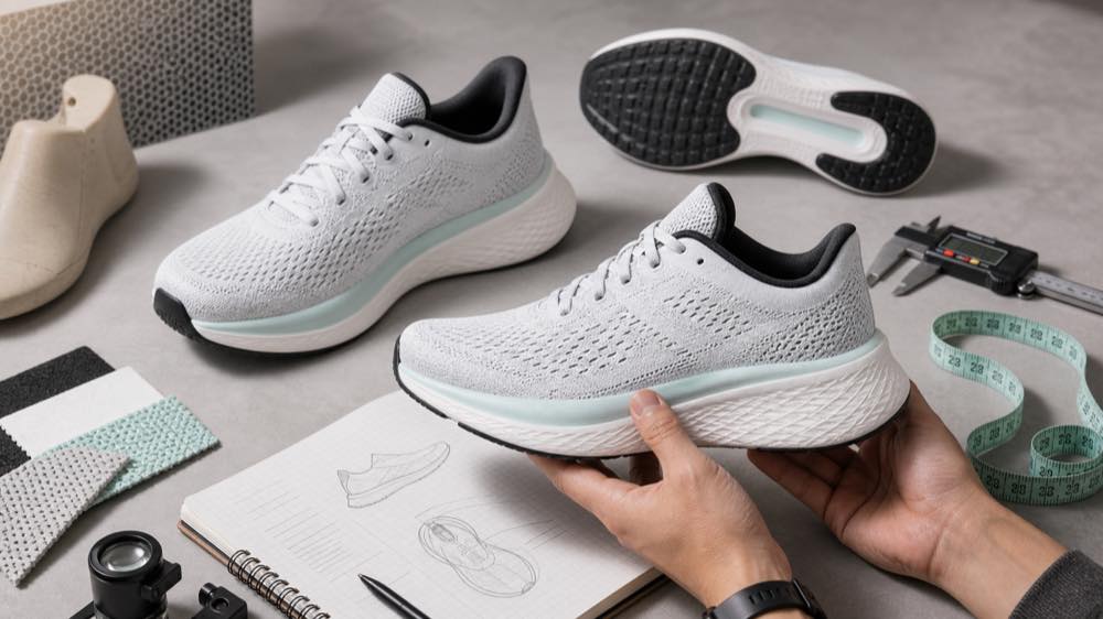 Unbranded sneakers on a review desk for Shoe Like sneaker reviews