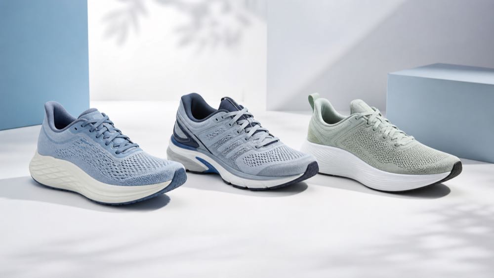 Generic running shoes showing cushioning, stability, and responsive daily trainer options for an ASICS running shoes guide