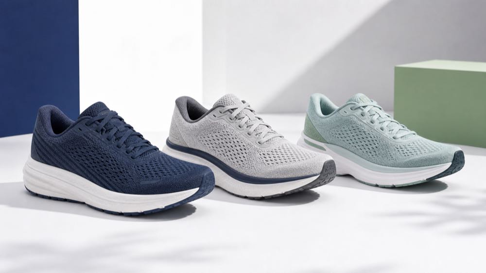 Generic Brooks-style running shoe guide image showing neutral daily training, plush comfort, and support running shoe use cases