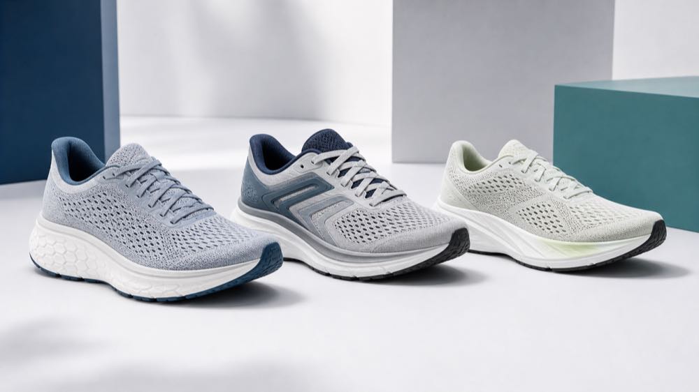 Generic New Balance shoes guide image showing wide-fit comfort, stable support, and lightweight faster running shoe use cases